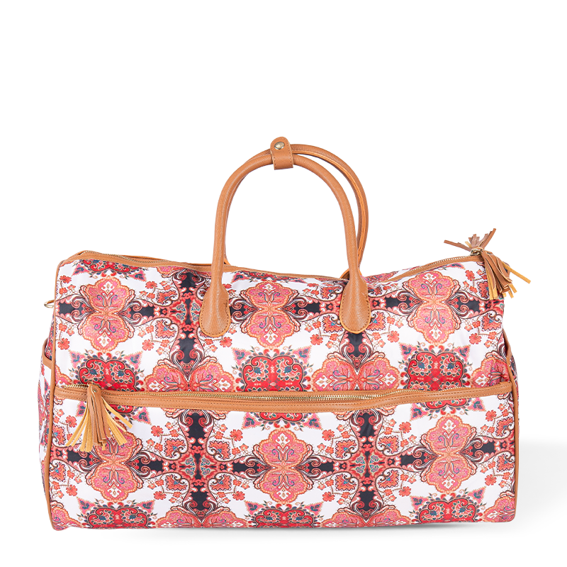 Tot Tote Travel Metal Gaya Tropis Double-Zipper