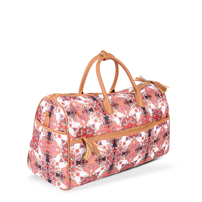 Tot Tote Travel Metal Gaya Tropis Double-Zipper